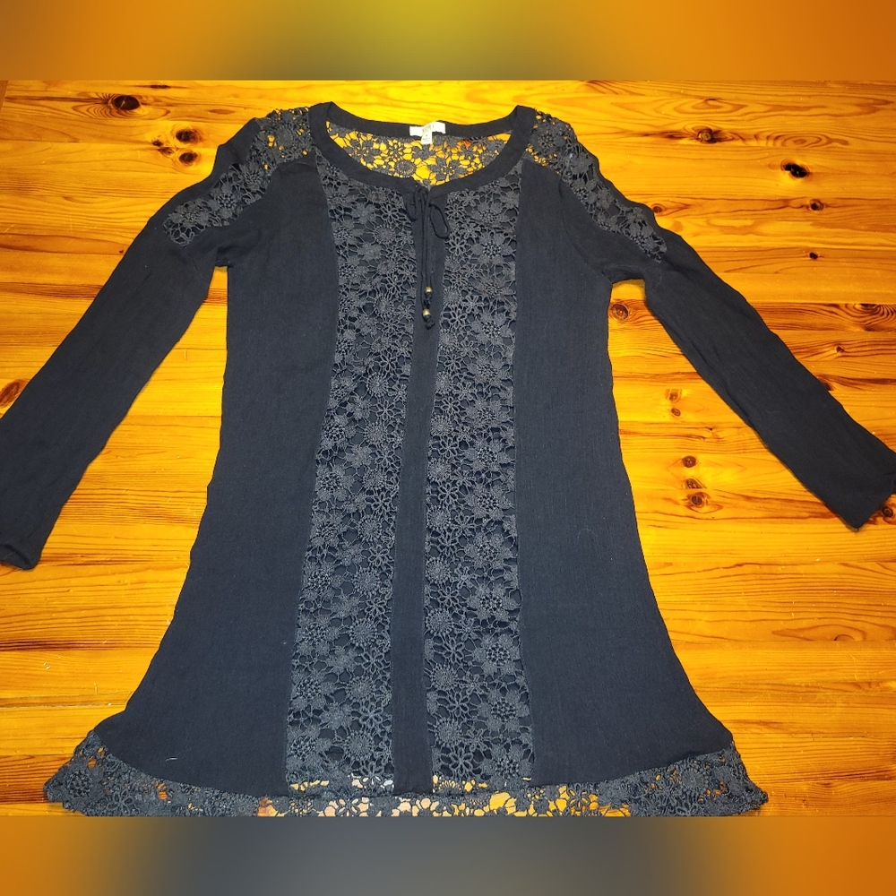 Kori Black Long Sleeve Fitted Embellished Dress